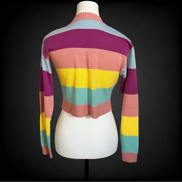 Abound Cropped Cardigan Striped Sweater Size Medium - Picture 3 of 7